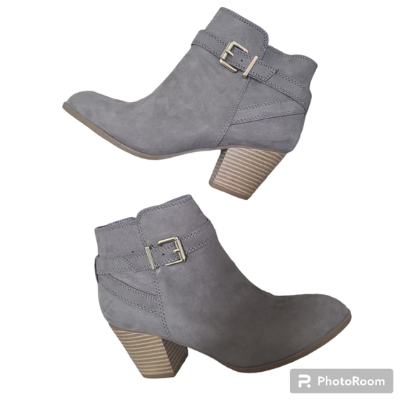 Express Shoes Express Gray Ankle Boots Booties W Heel Almond Toe